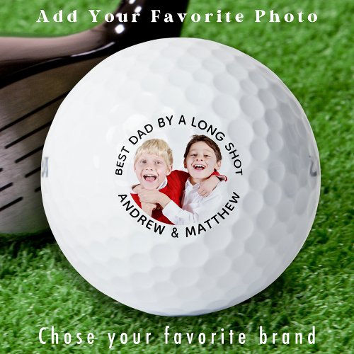 Custom Photo Best Dad By a Long Shot Personalized Golf Balls