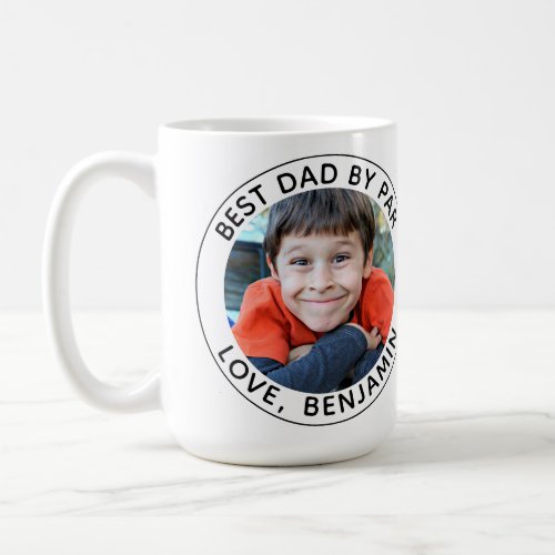 Custom Photo Best Dad By Par Black White Coffee Mug