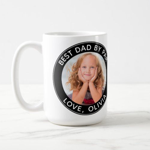 Custom Photo Best Dad By Par Black White Coffee Mug