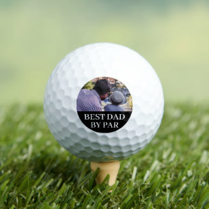 Custom Photo Best Dad By Par Black White Golf Balls