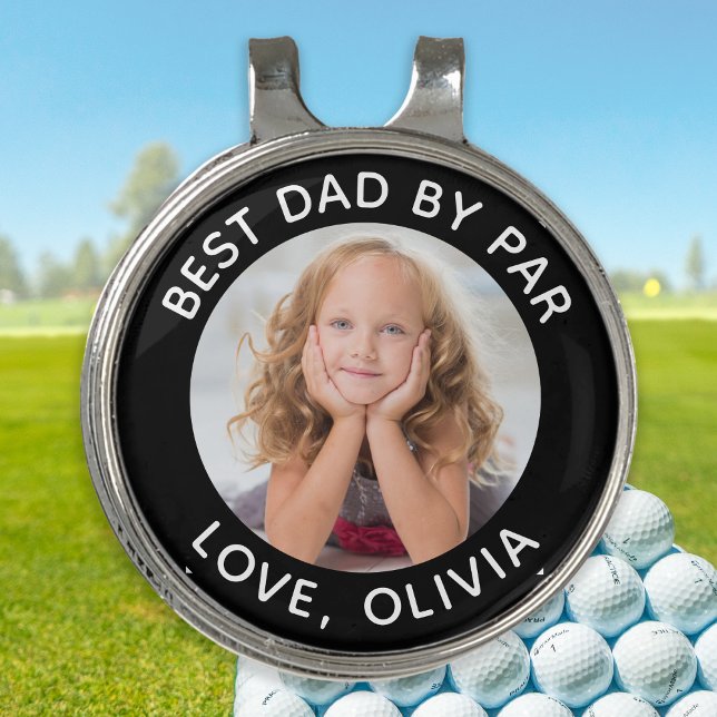Custom Photo Best Dad By Par Black White Golf Hat Clip (Creator Uploaded)