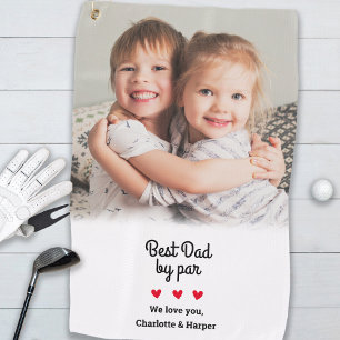 Custom Photo Best Dad By Par Fathers Day Golfer Golf Towel