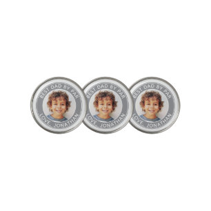 Custom Photo Best Dad By Par Gray Golf Ball Marker