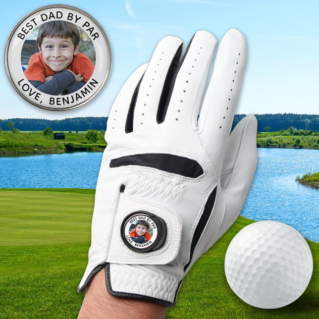 Custom Photo Best Dad By Par Modern Golfer Golf Glove (Creator Uploaded)