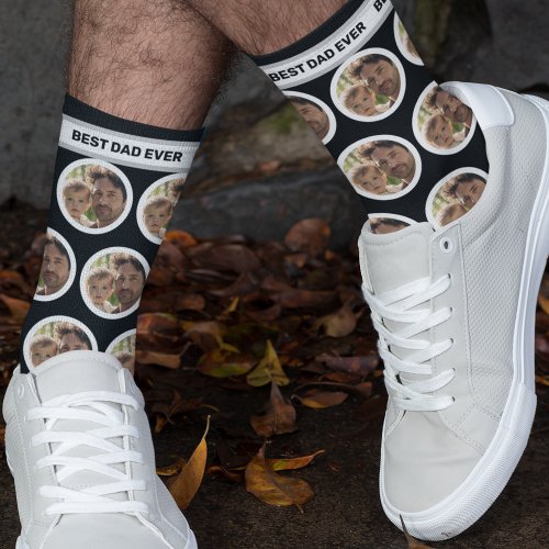 Custom Photo Best Dad Ever Black Fathers Day Socks