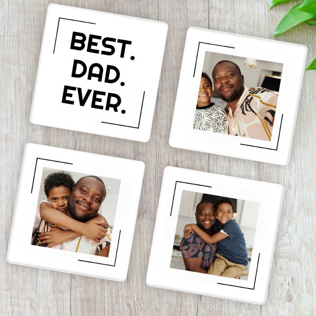 Custom Photo Best Dad Ever Coaster Set (Creator Uploaded)