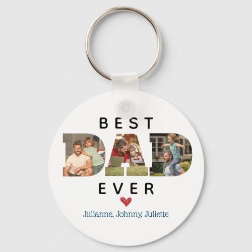 CUSTOM Photo Best DAD Ever Fathers Day Gift Keychain