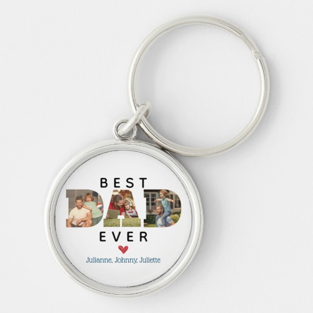CUSTOM Photo Best DAD Ever Father's Day Gift Keychain (Front)