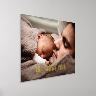 Custom Photo Best Dad Ever Gold Script Foil Prints