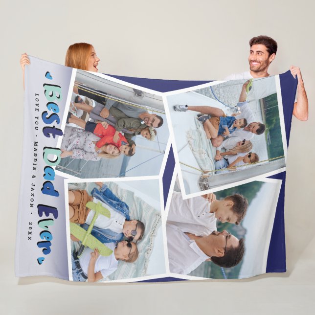 Custom Photo 'Best Dad Ever' Keepsake Fleece Blanket (In Situ)