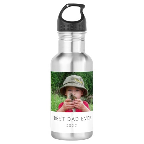 Custom Photo Best Dad Ever Modern Stainless Steel Water Bottle