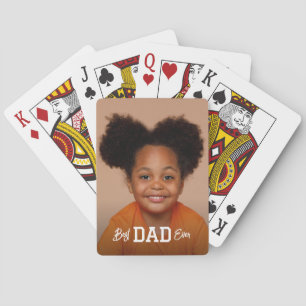 Custom Photo Best Dad Ever Poker Cards