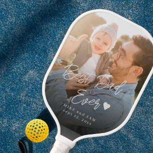 Custom photo best dad ever script name pickleball paddle