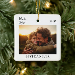Custom Photo Best Dad Gift Memory Christmas Ceramic Ornament