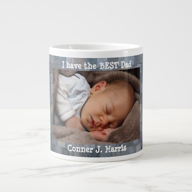 Custom Photo, Best Dad, Personalized Large Coffee Mug (Front)