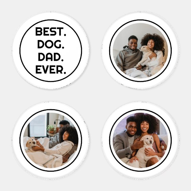Custom Photo Best Dog Dad Ever Coaster Set (Set)