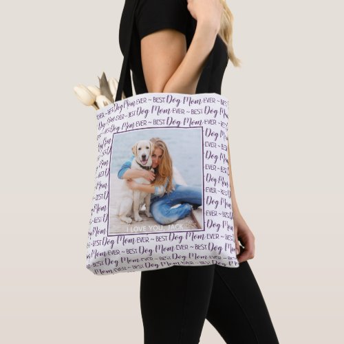 Custom Photo Best Dog Mom Tote Bag