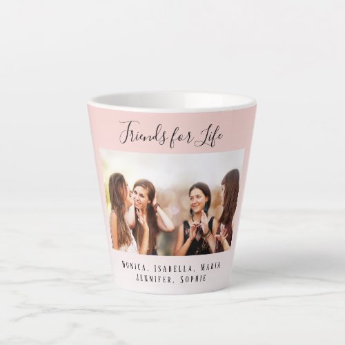 Custom photo best friends for life blush pink latte mug