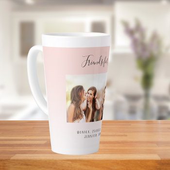 Custom Photo Best Friends For Life Blush Pink Latte Mug by Thunes at Zazzle