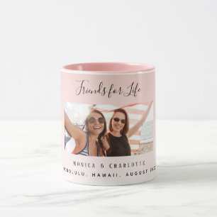 Custom photo best friends for life blush pink mug