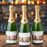 Custom photo best friends forever besties party sparkling wine label<br><div class="desc">A gift for your best friend(s) for birthdays,  Christmas or a special event. Black text: Best Friends Forever,  written with a trendy hand lettered style script. Personalize and use your own horizontal photo and names. A chic white background.</div>
