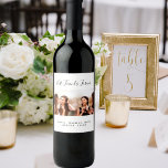 Custom photo best friends forever besties party wine label<br><div class="desc">A gift for your best friend(s) for birthdays,  Christmas or a special event. Black text: Best Friends Forever,  written with a trendy hand lettered style script. Personalize and use your own horizontal photo and names. A chic white background.</div>