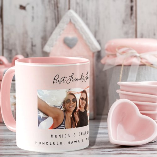 Custom photo best friends forever blush pink mug