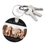 Custom photo best friends forever keepsake black keychain<br><div class="desc">A gift for your best friend(s) for birthday favor,  Christmas or a special event. White text: Best Friends Forever,  written with a trendy hand lettered style script. Personalize and use your own photo and names. A chic black background.</div>