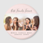 Custom photo best friends forever keepsake pink magnet<br><div class="desc">A gift for your best friend(s) for birthday favor,  Christmas or a special event. Gray text: Best Friends Forever,  written with a trendy hand lettered style script. Personalize and use your own photo and names. A chic blush pink,  rose gold colored background.</div>