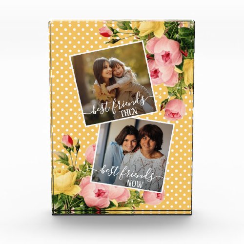 Custom Photo Best Friends Then And Now Pink Floral