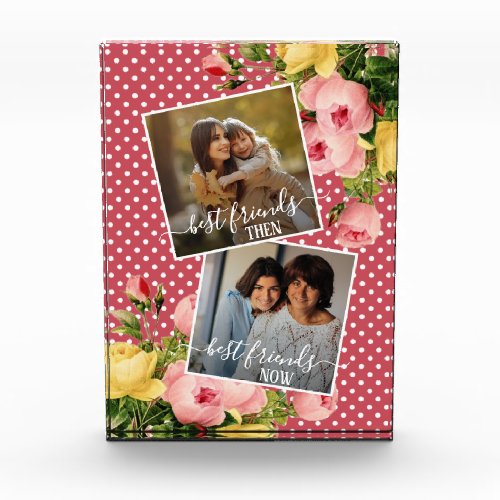 Custom Photo Best Friends Then And Now Pink Floral