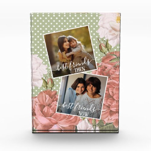 Custom Photo Best Friends Then And Now Pink Floral