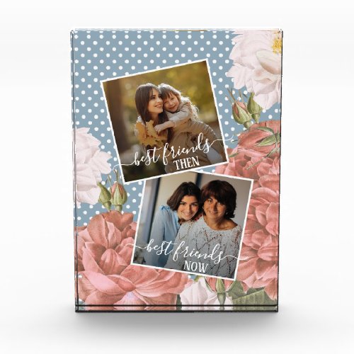 Custom Photo Best Friends Then And Now Pink Floral