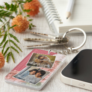 Custom Photo Best Friends Then And Now With Quote Keychain