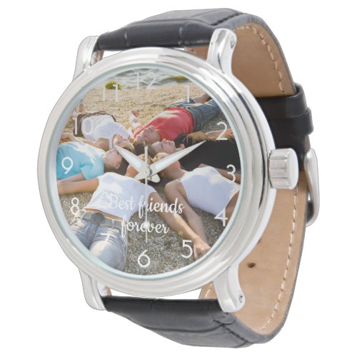 Custom photo best friends white numbers watch