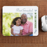 Custom Photo - Best Grandad in the Universe Mouse Pad<br><div class="desc">Personalize this fresh and modern mouse pad for your grandad (grandpa, nonno, papa etc). The template is set up ready for you to add your own photo and edit the sample wording if you wish. Sample text currently reads "Best Grandad in the universe". The design has a trendy color palette...</div>