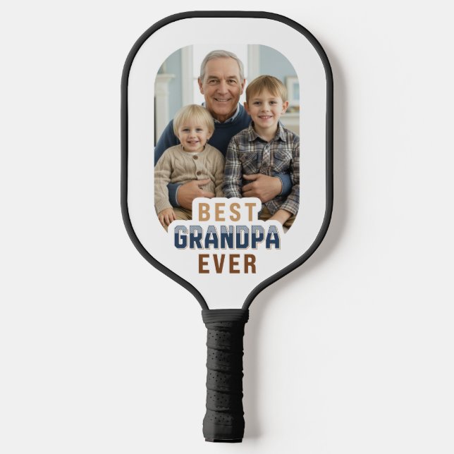 Custom Photo Best Grandpa Ever Pickleball Paddle (Back)