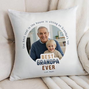 Custom Photo Best Grandpa Ever Throw Pillow