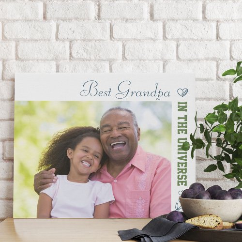 Custom Photo _ Best Grandpa in the Universe Faux Canvas Print