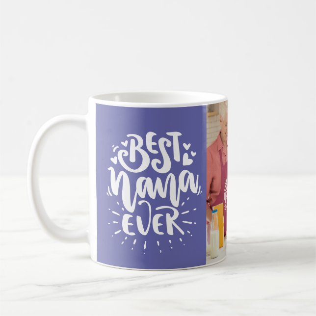 Custom Photo Best Nana Ever Veri Peri Modern Gift Coffee Mug (Left)