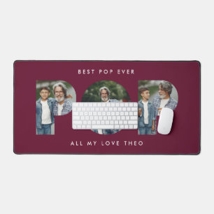 Custom Photo “Best Pop Ever” Burgundy modern Desk Mat