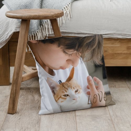 Custom Photo Bestie Friend Bff  Cat Pet Birthday  Throw Pillow