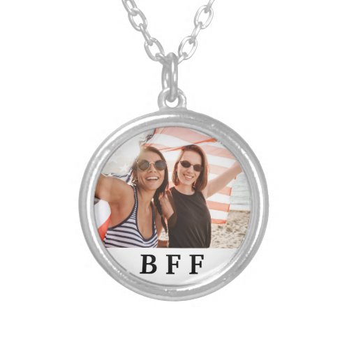 Custom photo BFF best friends forever elegant Silver Plated Necklace