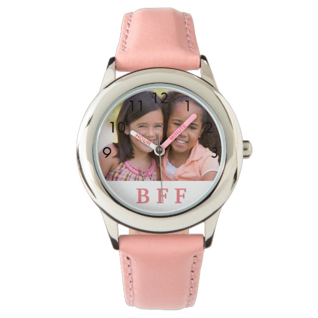Custom photo BFF best friends forever girl pink Watch (Front)