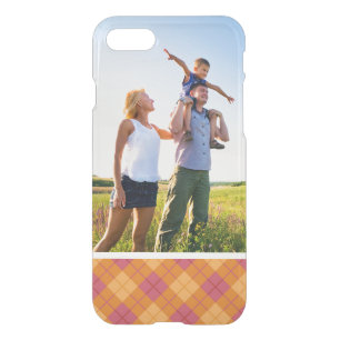Custom Photo Bias Plaid in Orange and Pink iPhone SE/8/7 Case