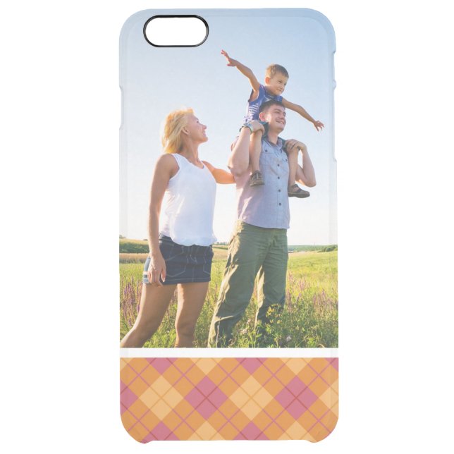 Custom Photo Bias Plaid in Orange and Pink Uncommon iPhone Case (Back)