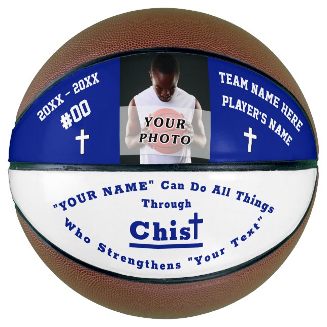 Custom Photo Bible Verse Basketball, Personalized Basketball (Front)