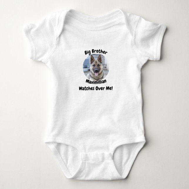 Custom Photo Big Brother Dog Baby Bodysuit (Front)
