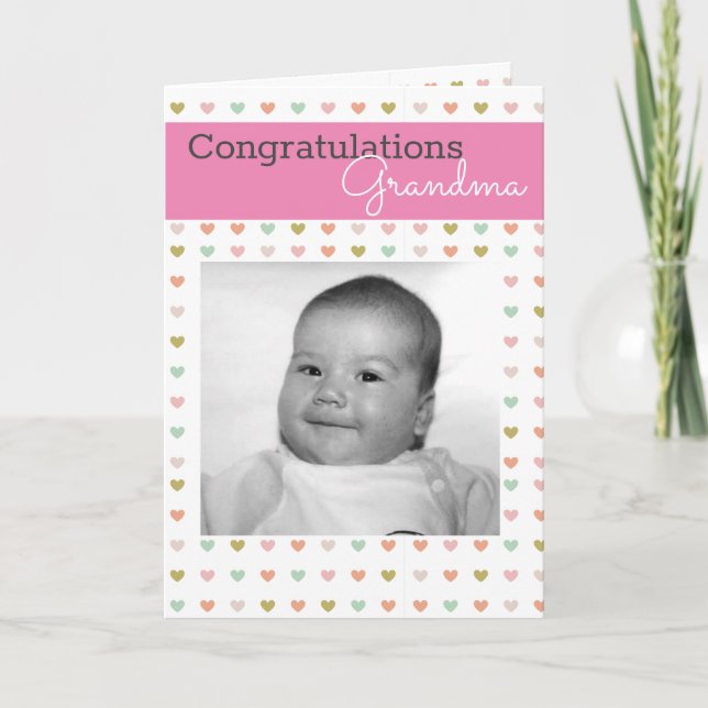 Custom Photo Birth Announcement Cards, Grandma (Front)