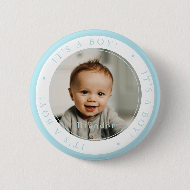 Custom photo birth boy occasion simple button (Front)